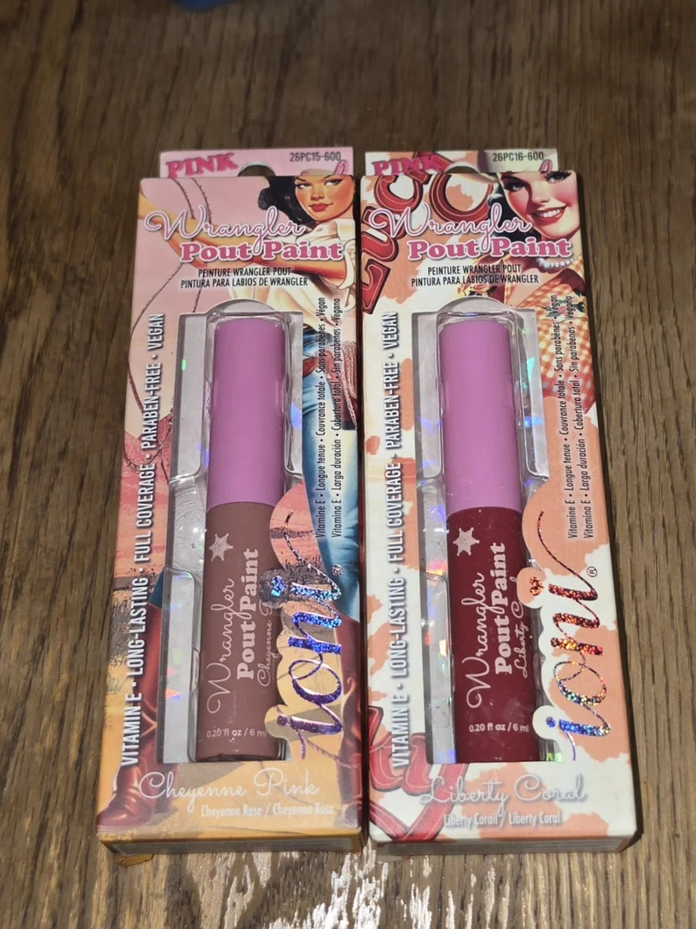 Ioni Wrangler Pout Paint Lip Stain — Cheyenne Pink & Liberty Coral 0.2fl Oz BNIB
